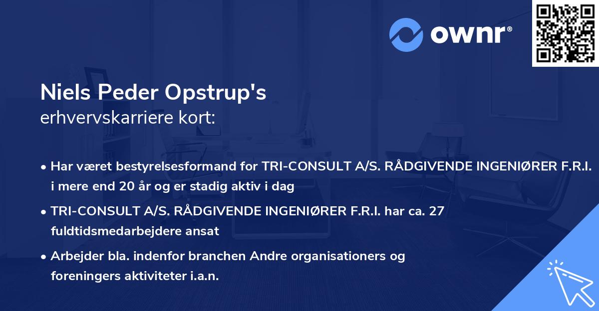 Niels Peder Opstrup's erhvervskarriere kort