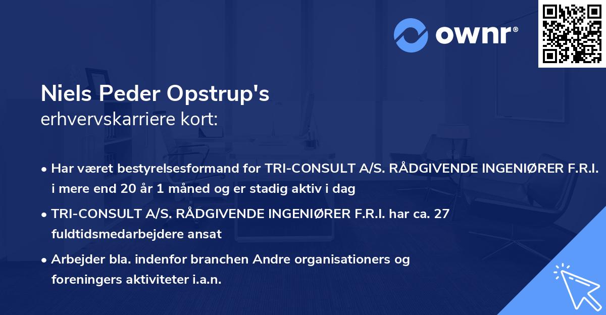 Niels Peder Opstrup's erhvervskarriere kort