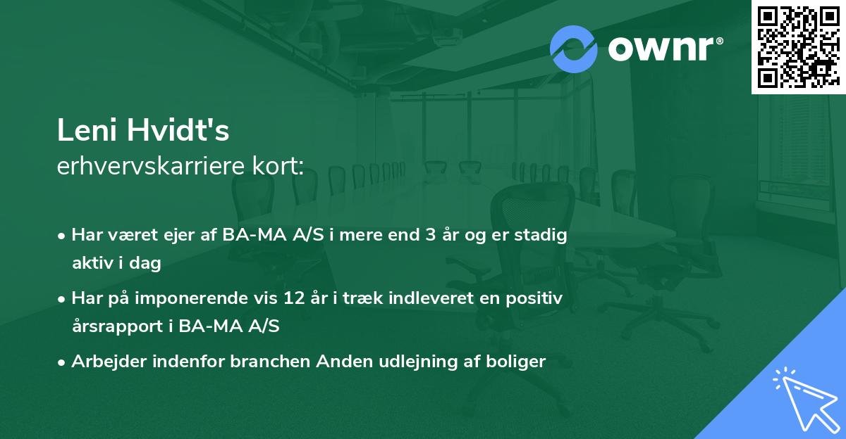 Leni Hvidt's erhvervskarriere kort
