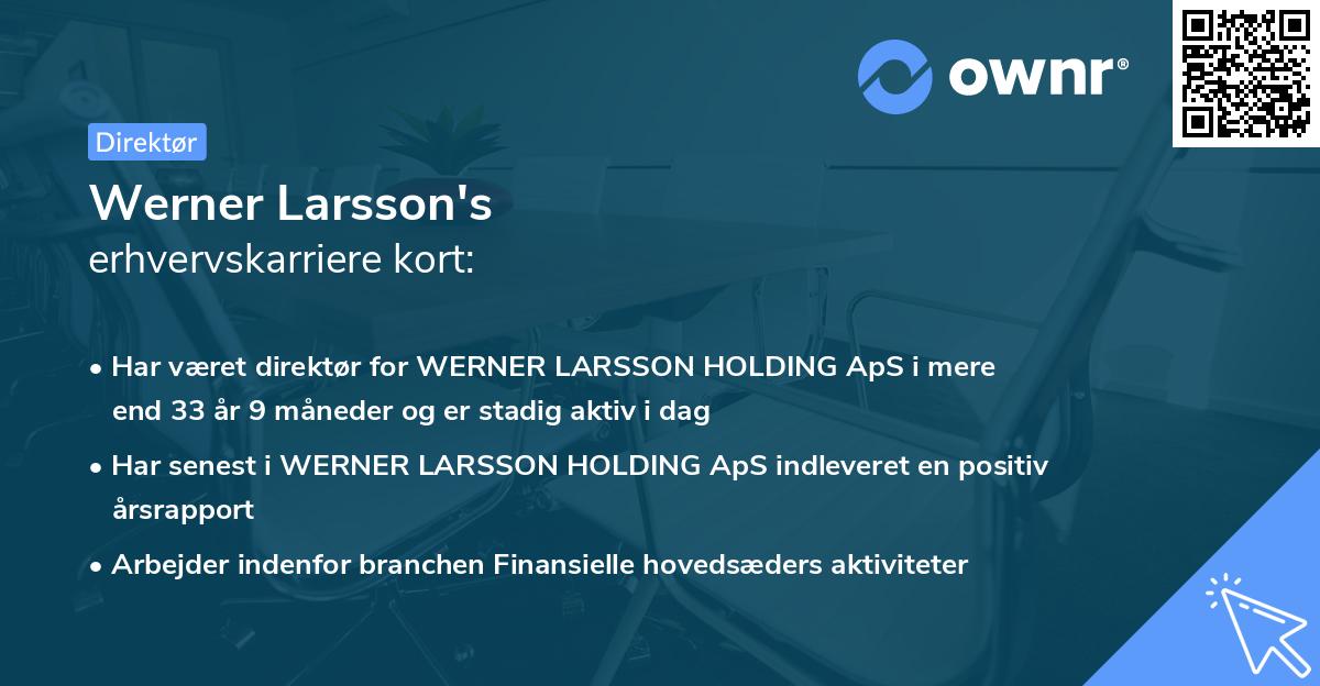 Werner Larsson's erhvervskarriere kort