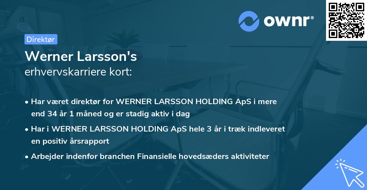 Werner Larsson's erhvervskarriere kort