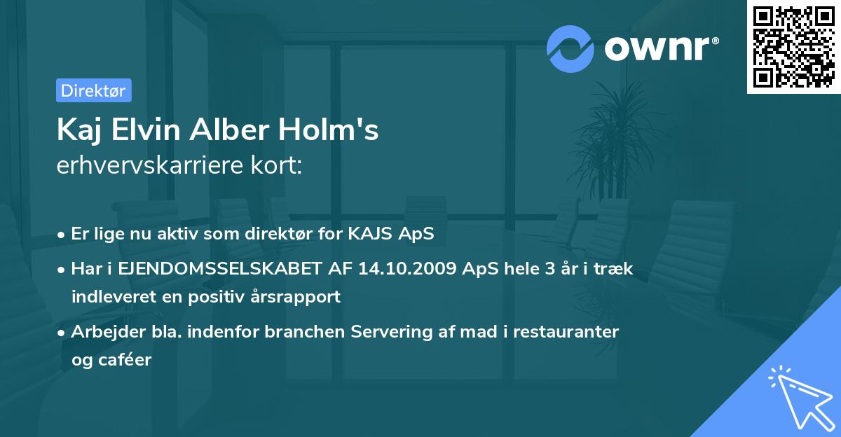 Kaj Elvin Alber Holm's erhvervskarriere kort
