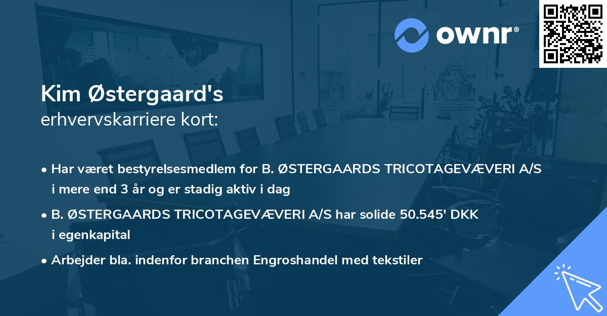 Kim Østergaard's erhvervskarriere kort