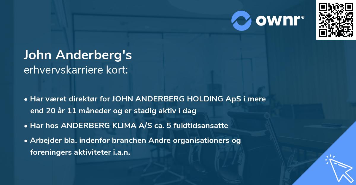 John Anderberg's erhvervskarriere kort