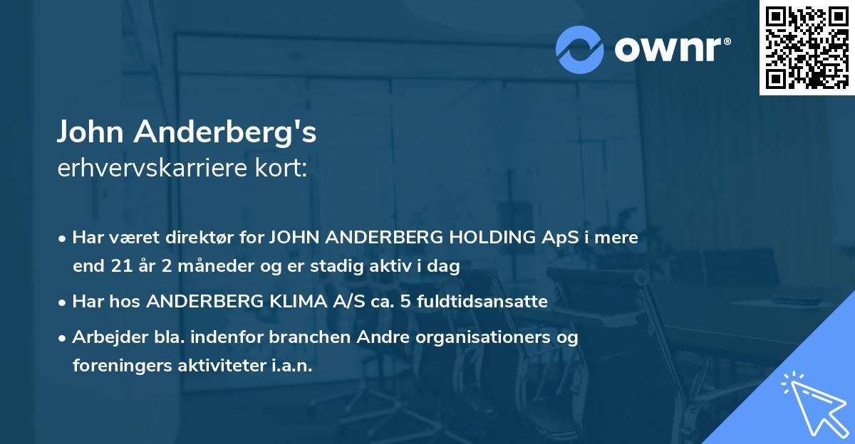 John Anderberg's erhvervskarriere kort