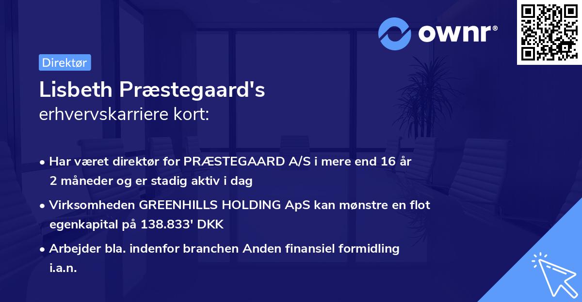 Lisbeth Præstegaard's erhvervskarriere kort