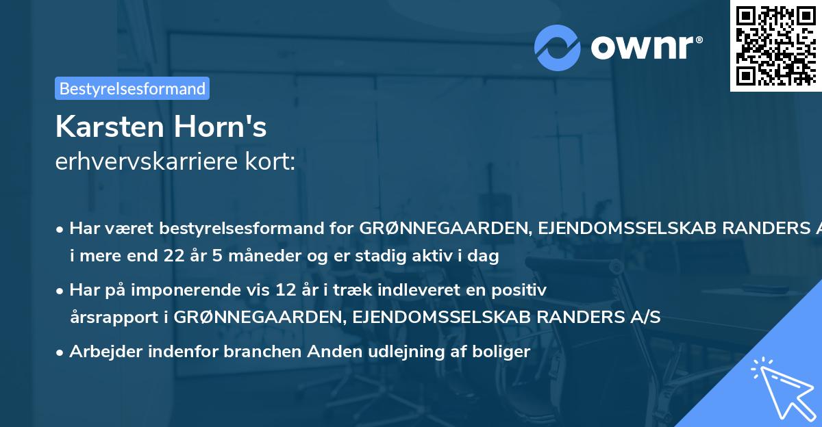 Karsten Horn's erhvervskarriere kort