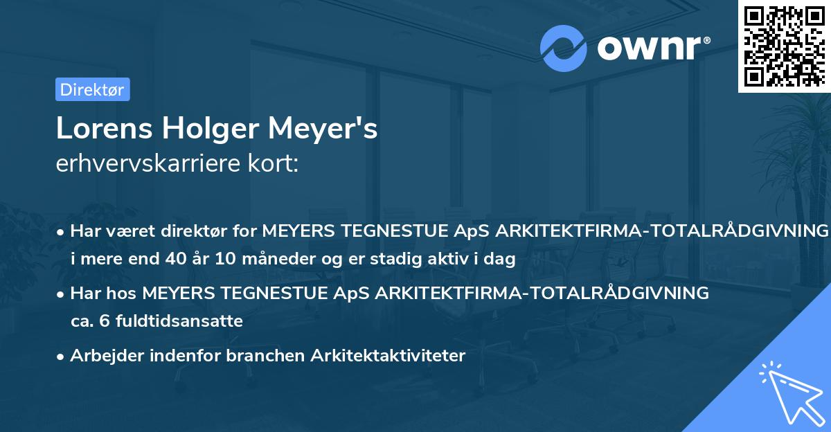 Lorens Holger Meyer's erhvervskarriere kort