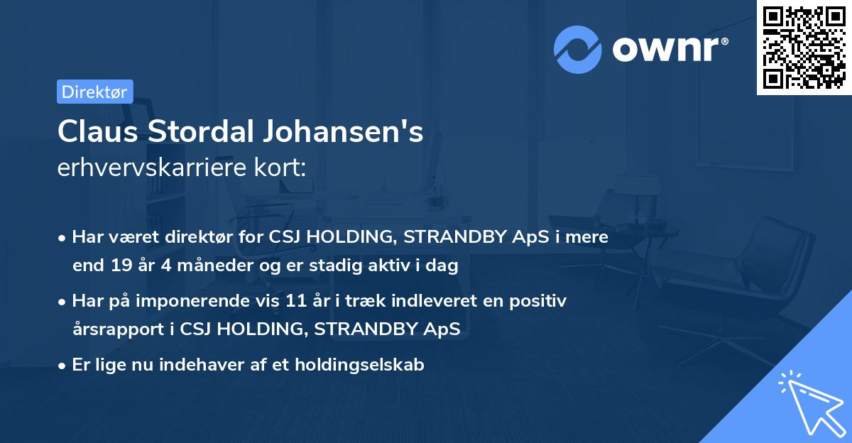 Claus Stordal Johansen's erhvervskarriere kort