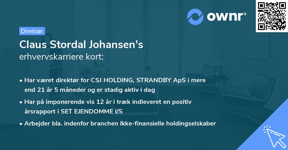 Claus Stordal Johansen's erhvervskarriere kort