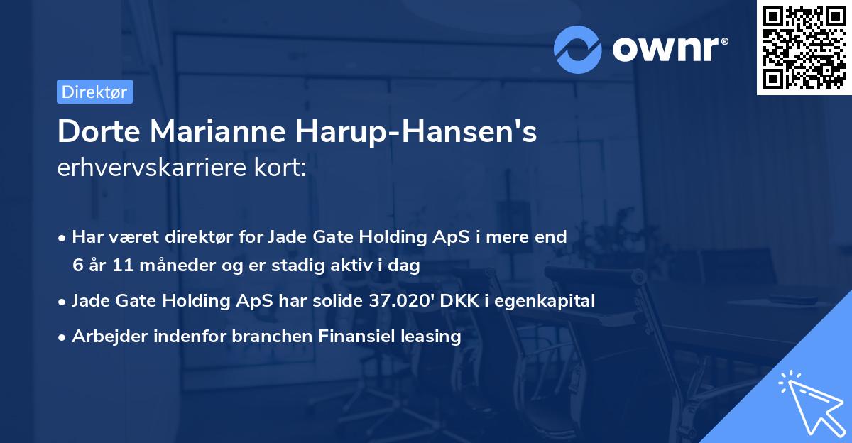 Dorte Marianne Harup-Hansen's erhvervskarriere kort