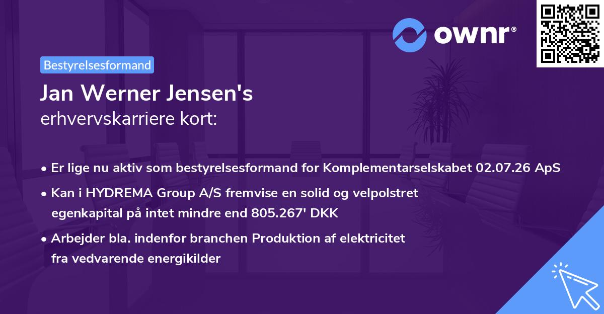 Jan Werner Jensen's erhvervskarriere kort