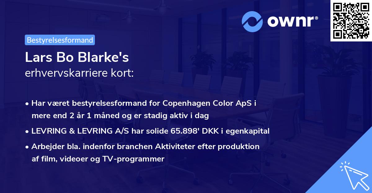 Lars Bo Blarke's erhvervskarriere kort