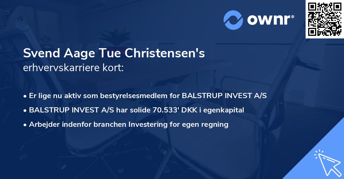 Svend Aage Tue Christensen's erhvervskarriere kort