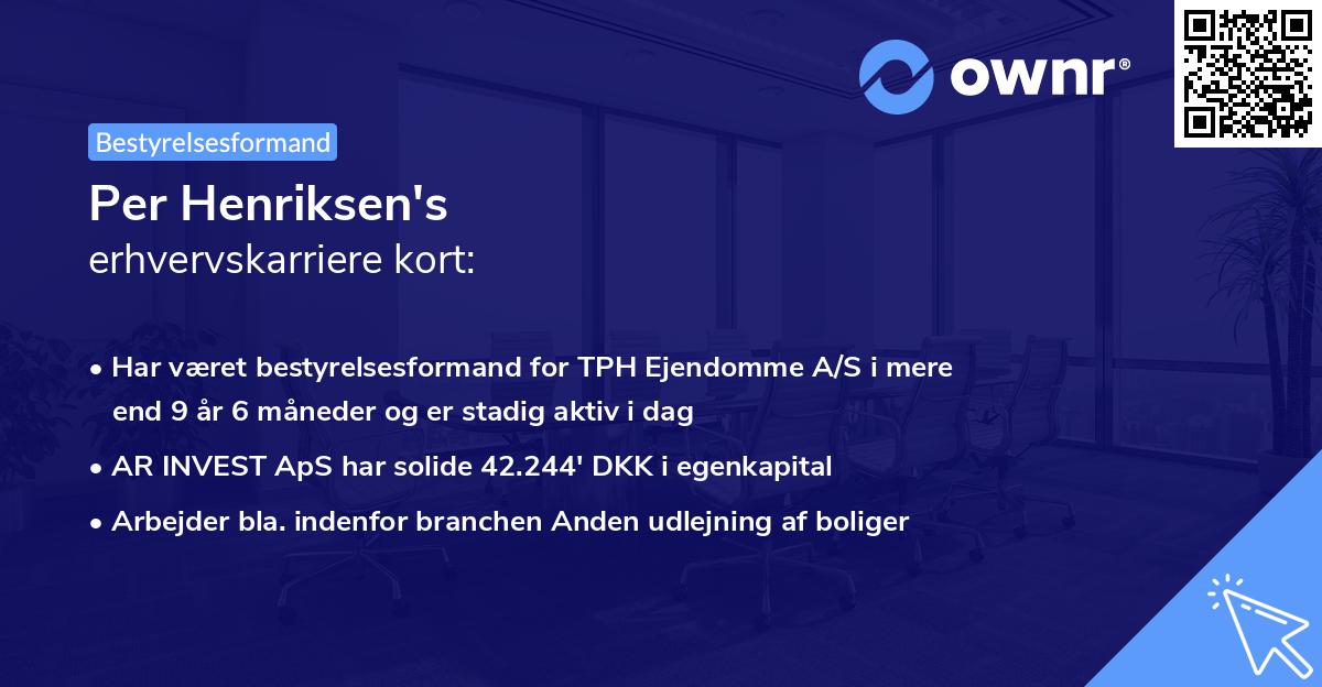 Per Henriksen's erhvervskarriere kort