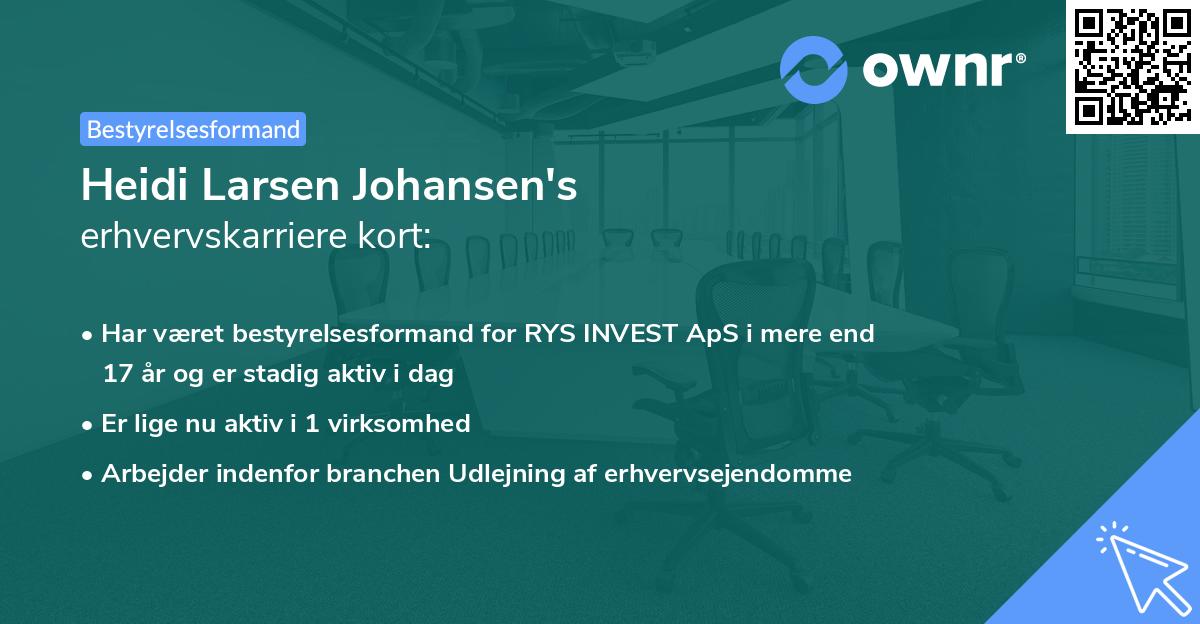 Heidi Larsen Johansen's erhvervskarriere kort
