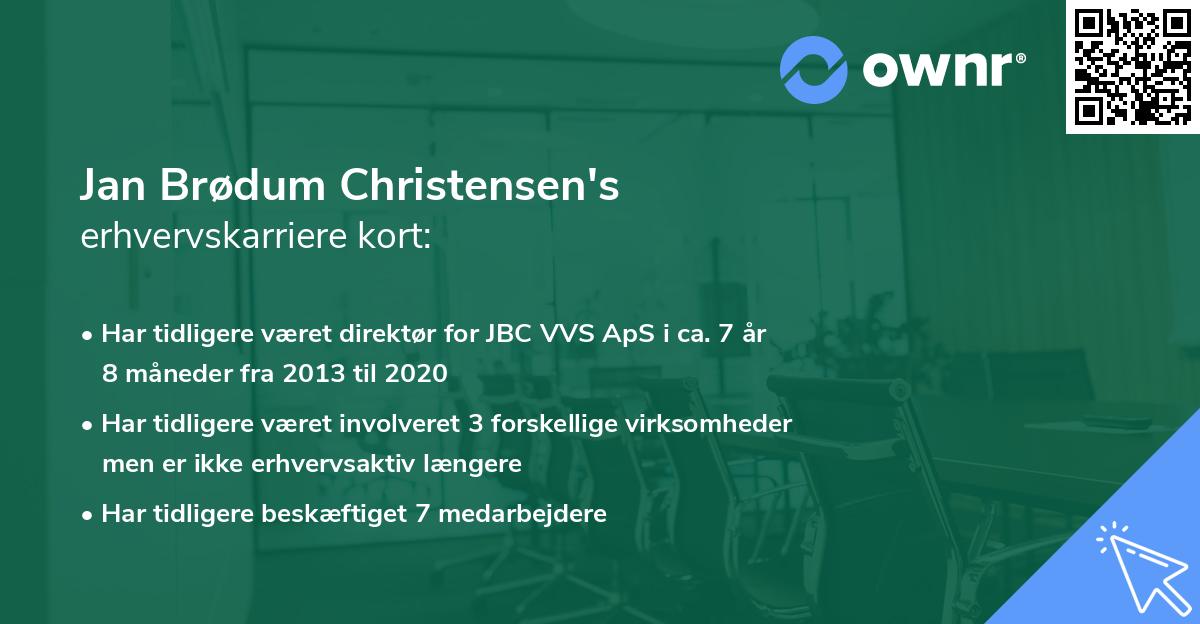 Jan Brødum Christensen's erhvervskarriere kort
