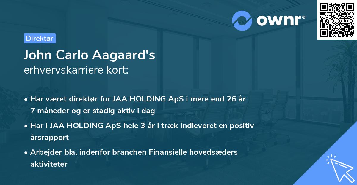 John Carlo Aagaard's erhvervskarriere kort