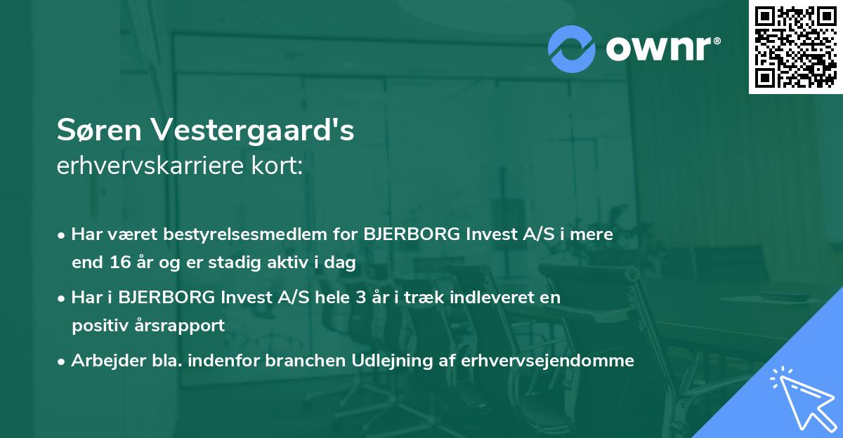 Søren Vestergaard's erhvervskarriere kort