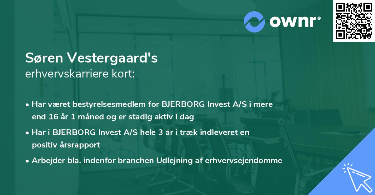Søren Vestergaard's erhvervskarriere kort