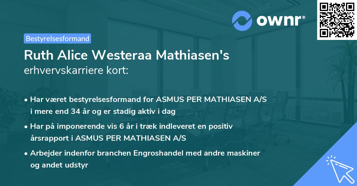 Ruth Alice Westeraa Mathiasen's erhvervskarriere kort