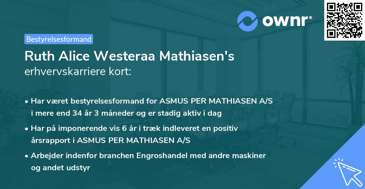 Ruth Alice Westeraa Mathiasen's erhvervskarriere kort