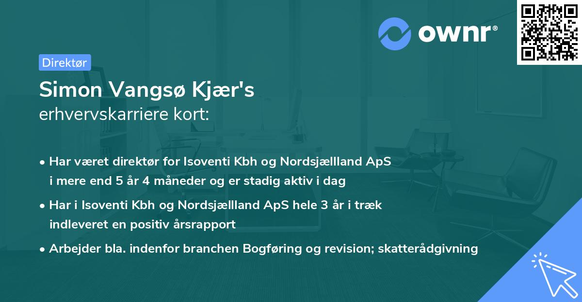 Simon Vangsø Kjær's erhvervskarriere kort