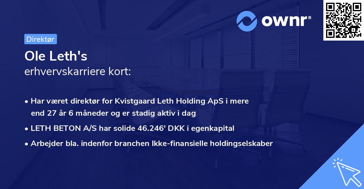 Ole Leth's erhvervskarriere kort