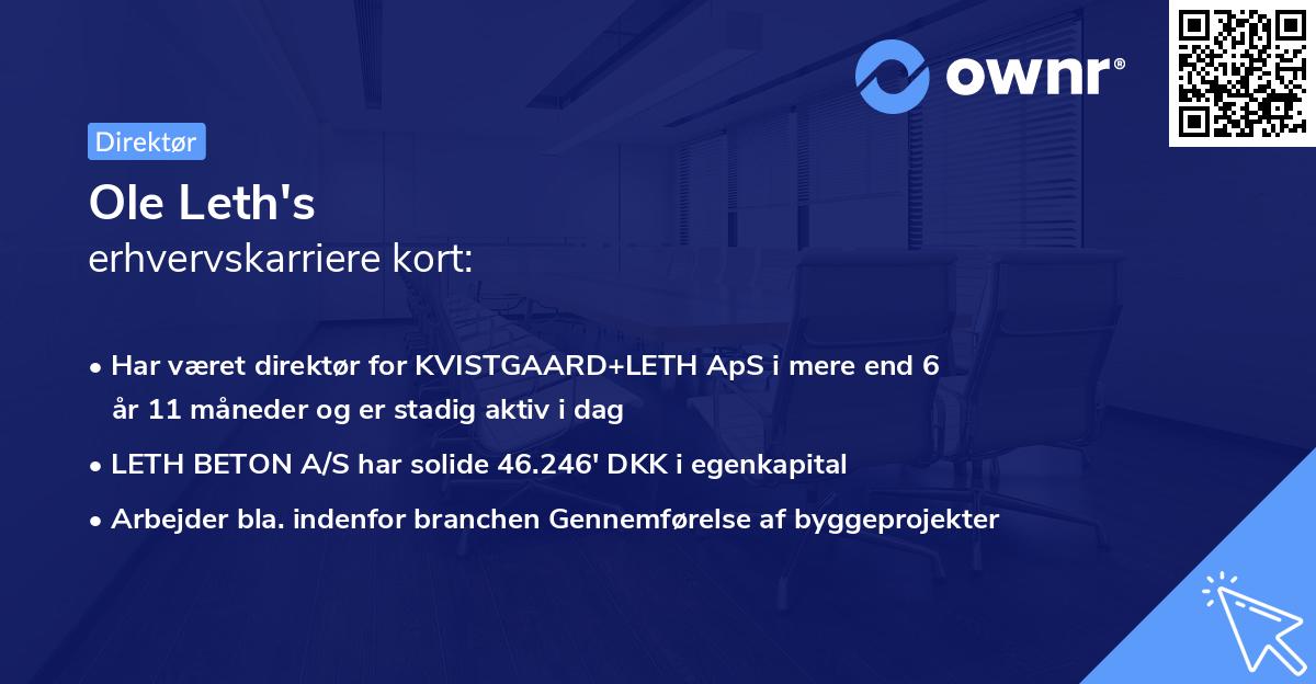 Ole Leth's erhvervskarriere kort