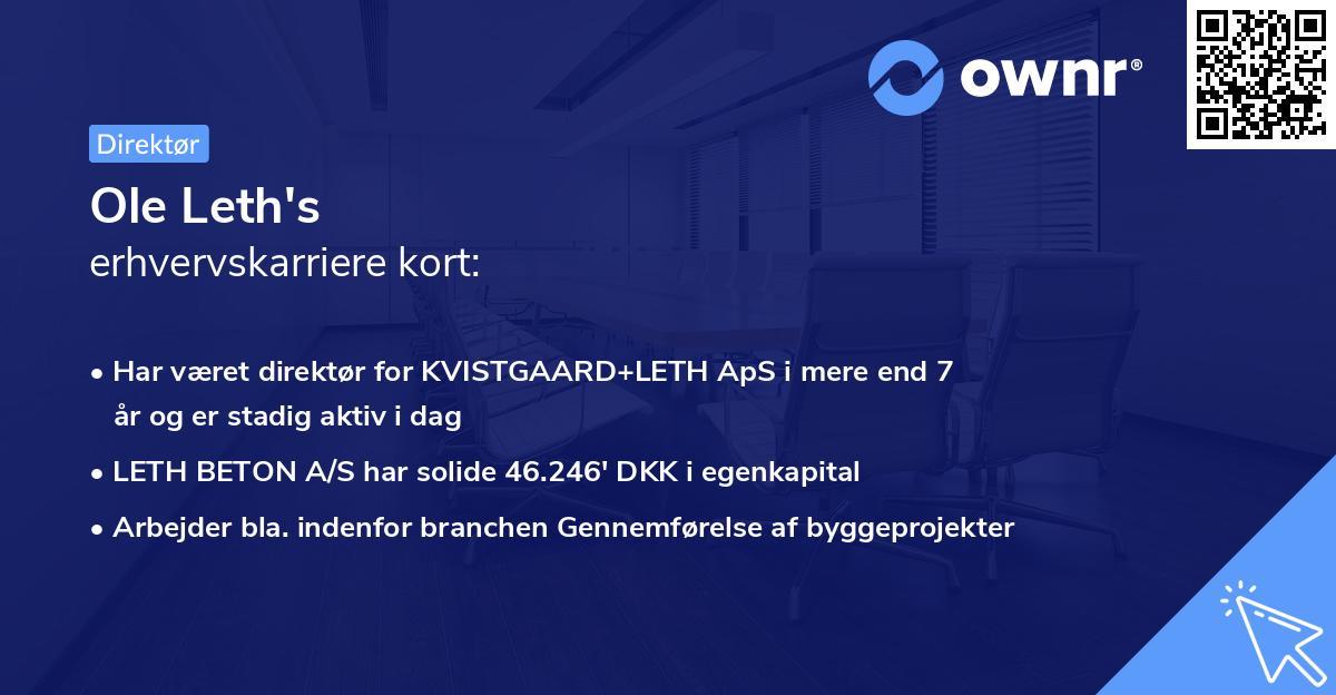 Ole Leth's erhvervskarriere kort