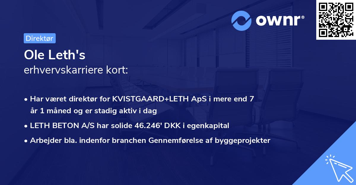 Ole Leth's erhvervskarriere kort