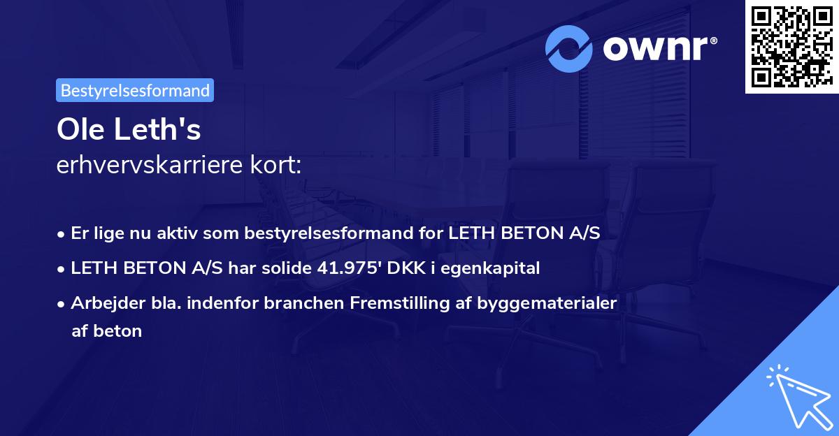 Ole Leth's erhvervskarriere kort