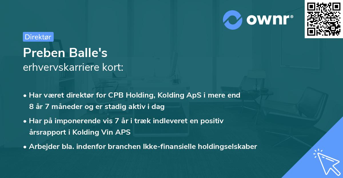 Preben Balle's erhvervskarriere kort