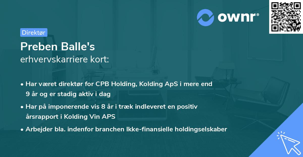 Preben Balle's erhvervskarriere kort