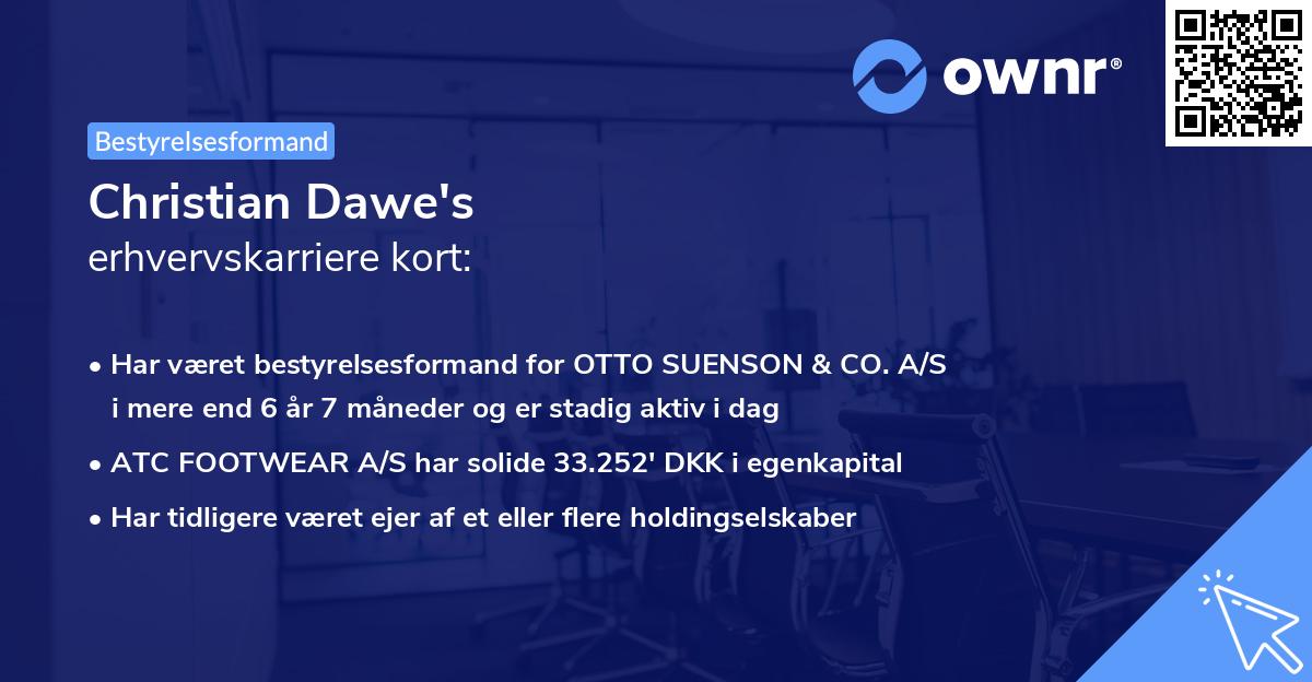 Christian Dawe's erhvervskarriere kort