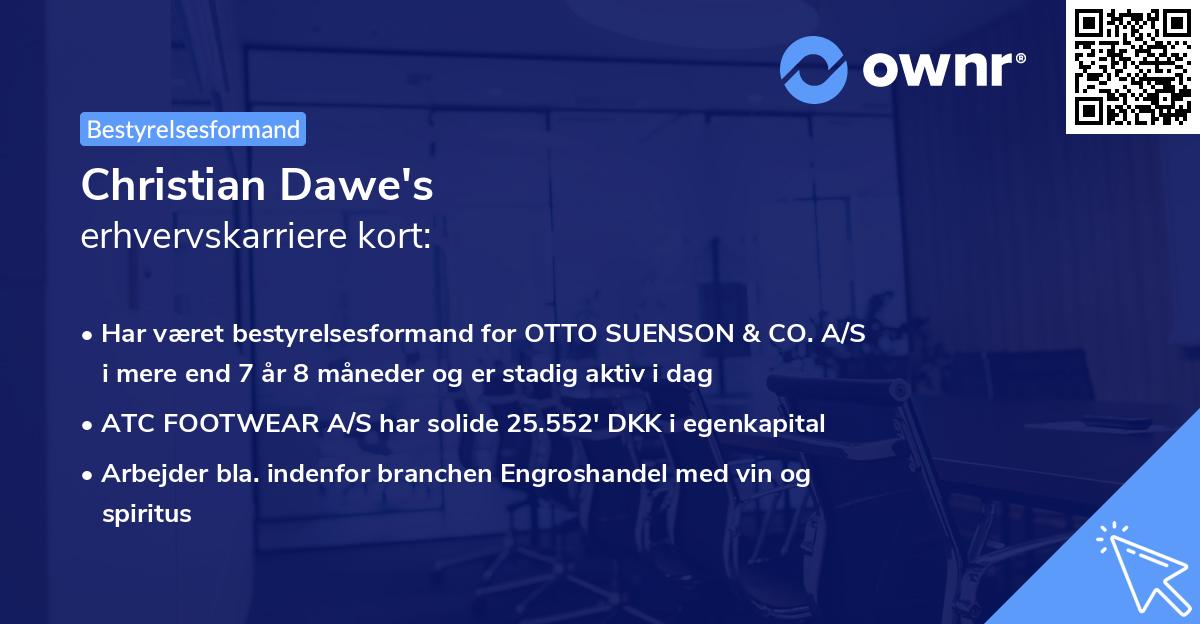 Christian Dawe's erhvervskarriere kort