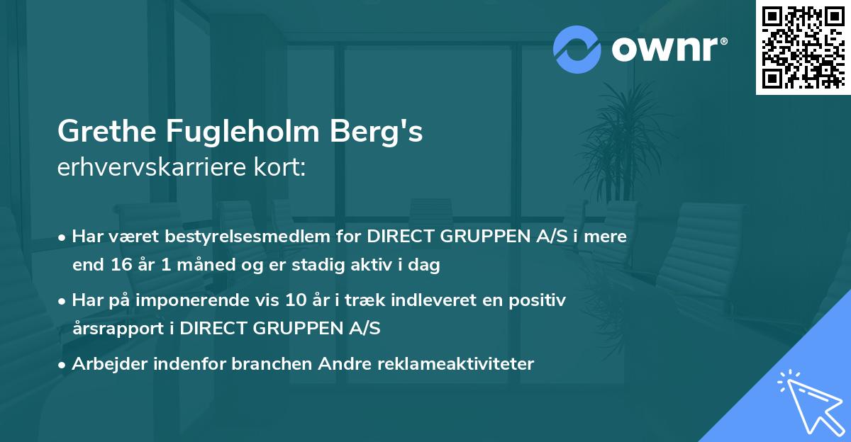 Grethe Fugleholm Berg's erhvervskarriere kort