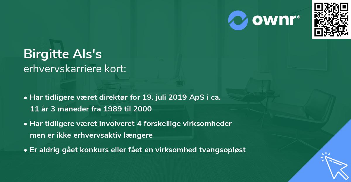 Birgitte Als's erhvervskarriere kort