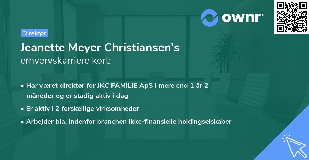 Jeanette Meyer Christiansen's erhvervskarriere kort