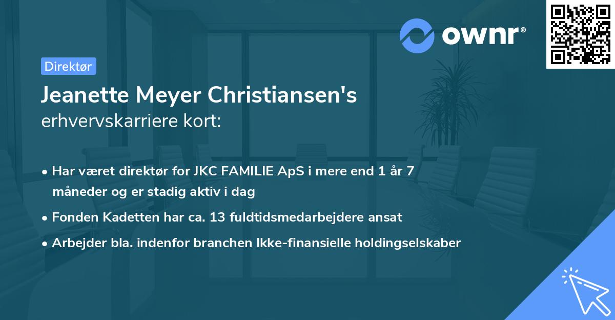 Jeanette Meyer Christiansen's erhvervskarriere kort