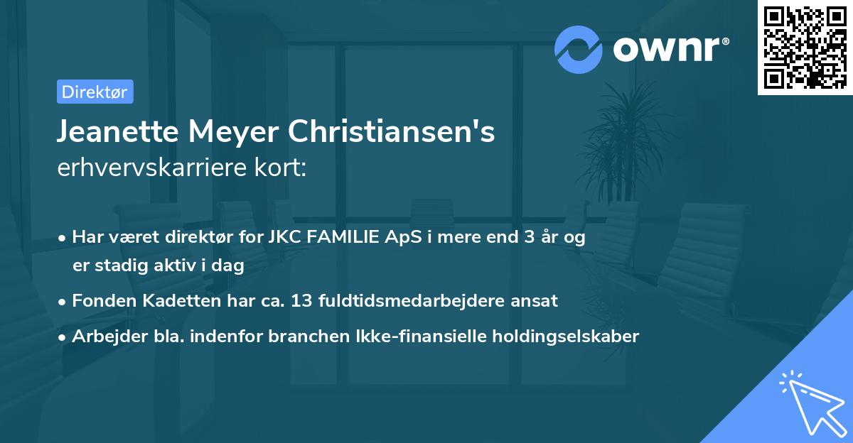 Jeanette Meyer Christiansen's erhvervskarriere kort