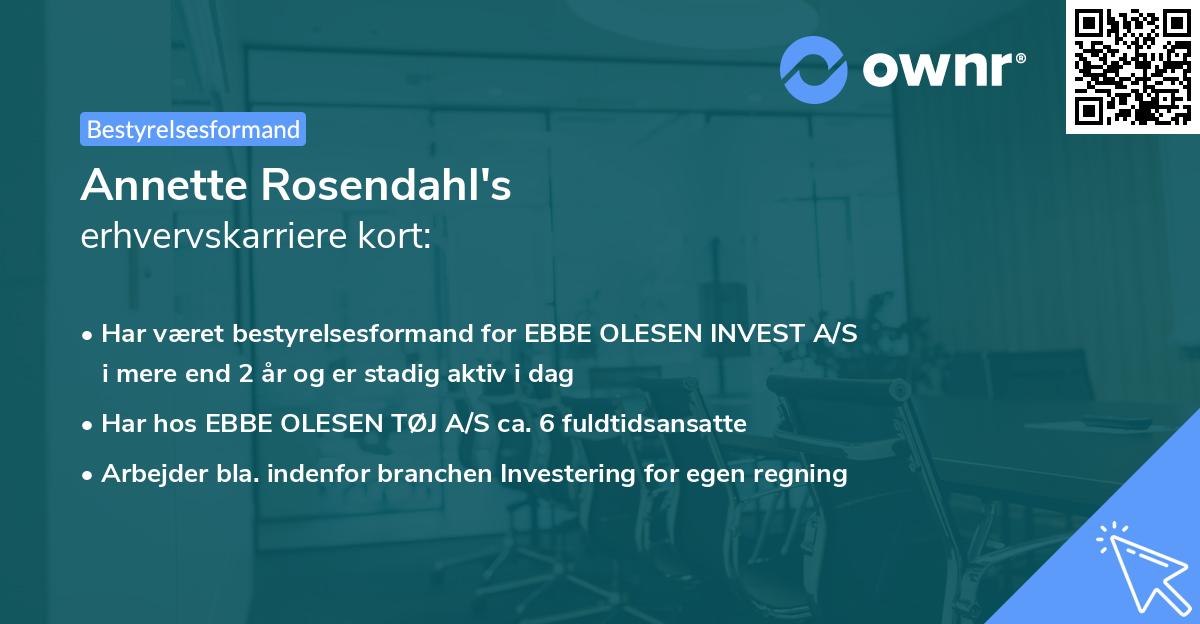 Annette Rosendahl's erhvervskarriere kort