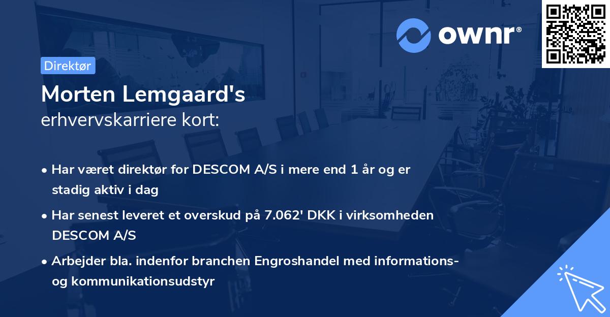 Morten Lemgaard's erhvervskarriere kort