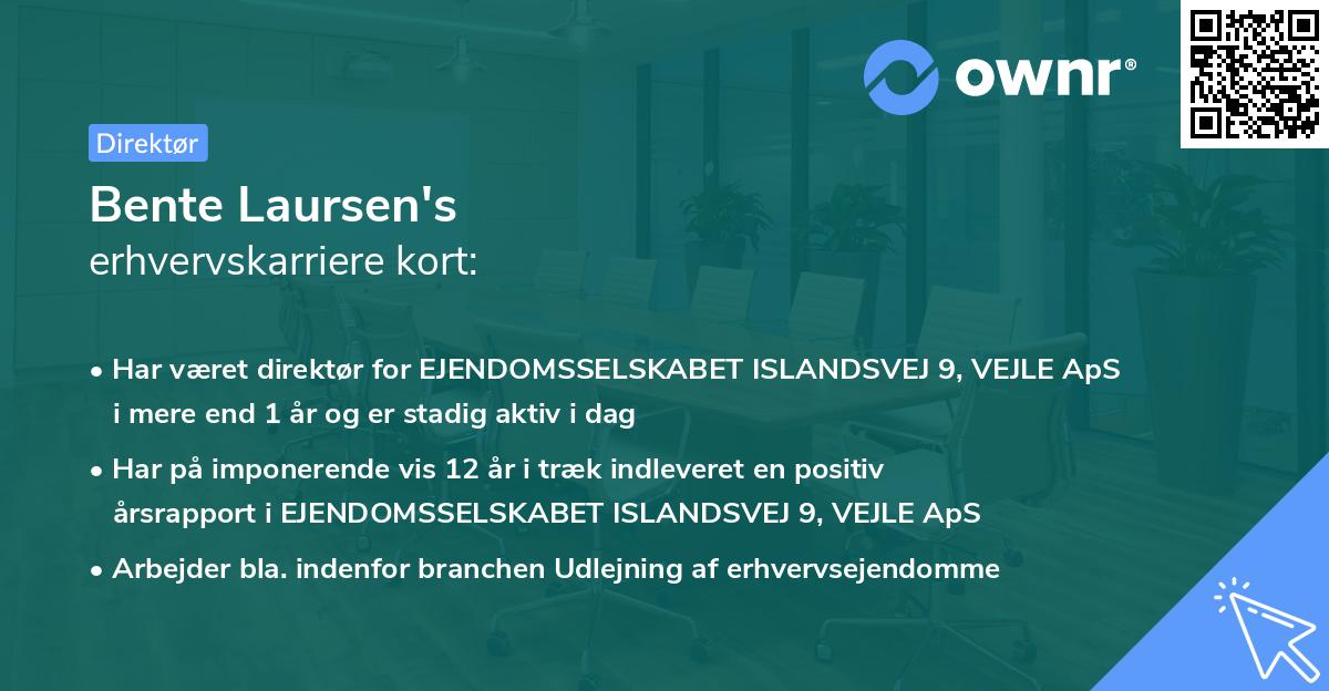 Bente Laursen's erhvervskarriere kort