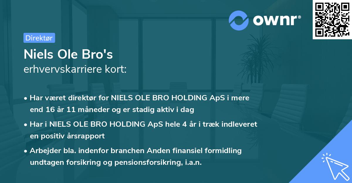 Niels Ole Bro's erhvervskarriere kort