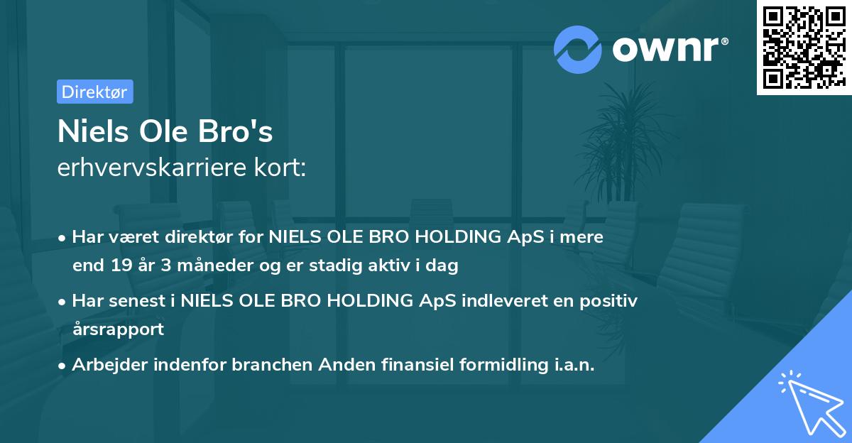 Niels Ole Bro's erhvervskarriere kort