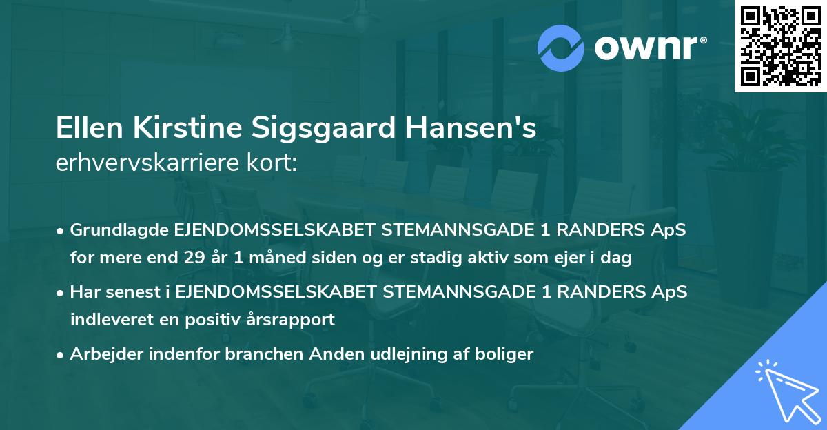 Ellen Kirstine Sigsgaard Hansen's erhvervskarriere kort