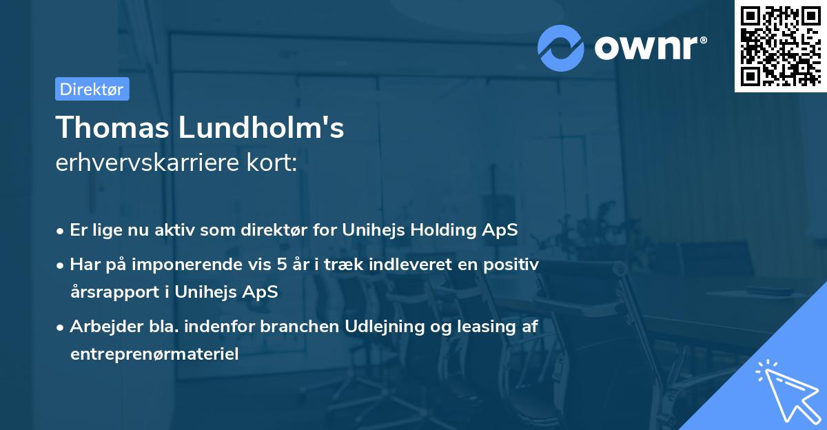 Thomas Lundholm's erhvervskarriere kort