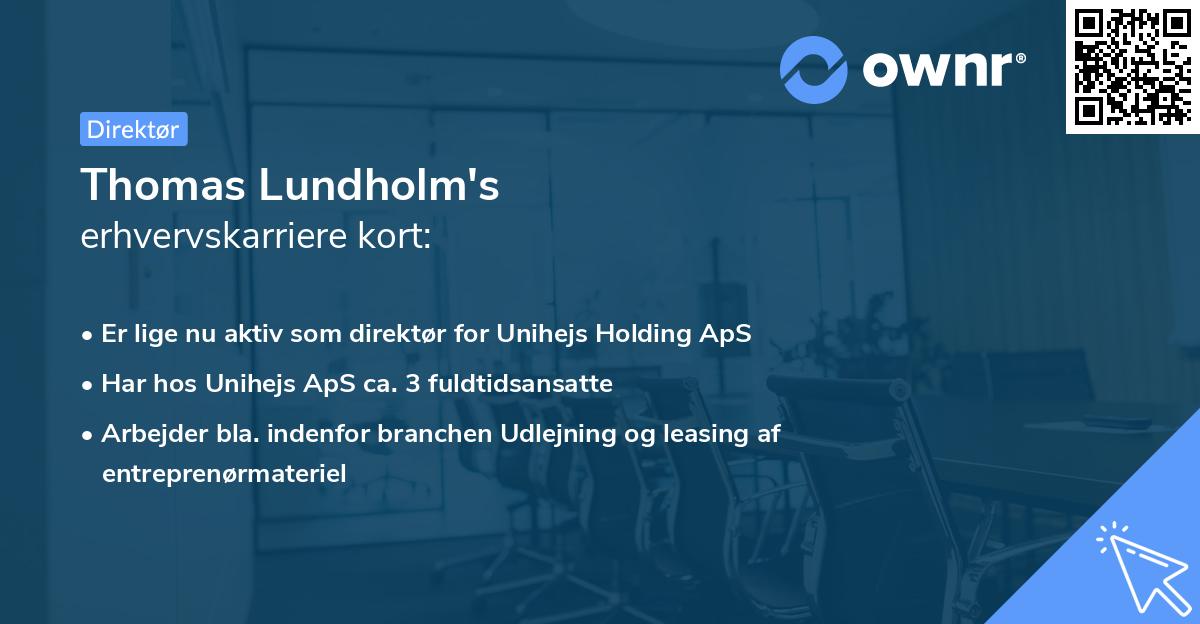 Thomas Lundholm's erhvervskarriere kort