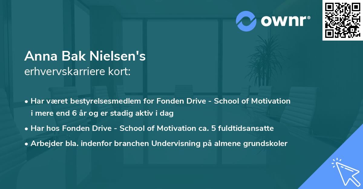 Anna Bak Nielsen's erhvervskarriere kort